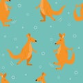 Funny seamless pattern with a couple of dancing kangaroos