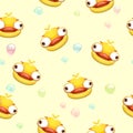 Funny seamless pattern with crazy yellow duck Royalty Free Stock Photo
