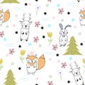 Funny Seamless pattern with funny animals