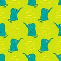 Funny seamless pattern with cute elephants.