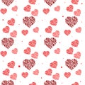 Funny seamless pattern with hearts. Heart seamless pattern. Colorful red hearts. Packaging design for gift wrap. Abstract Royalty Free Stock Photo