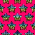 Funny seamless pattern with hypnotic stars, colorful background Royalty Free Stock Photo
