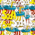 Funny seamless pattern with soda. Vector illustration for design