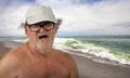 Funny Senior Citizen on the Beach