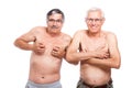 Funny seniors showing body