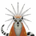 Funny serious Indian chief lemur Royalty Free Stock Photo