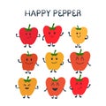 Funny set with hand drawn bell peppers Royalty Free Stock Photo