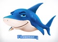 Funny shark. 3d vector icon