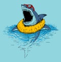 Funny shark print illustration