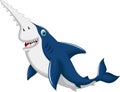 Funny shark saws swimming Royalty Free Stock Photo