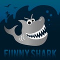 Funny shark with surfer.