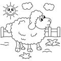 Funny sheep cartoon for coloring book Royalty Free Stock Photo