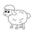 Funny sheep cartoon for coloring book Royalty Free Stock Photo