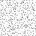 Funny sheep and clouds seamless pattern.