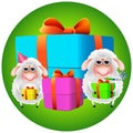 Funny sheep congratulated on his birthday Royalty Free Stock Photo