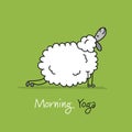 Funny sheep doing yoga, sketch for your design