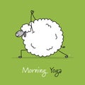 Funny sheep doing yoga, sketch for your design Royalty Free Stock Photo