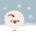Funny sheep santa, symbol of new year 2015 Royalty Free Stock Photo