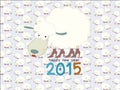 Funny sheep on seamless sheep pattern Happy new year 2015 : illustration. Royalty Free Stock Photo