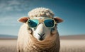 Funny sheep wearing sunglasses