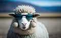 Funny sheep wearing sunglasses