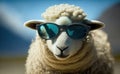 Funny sheep wearing sunglasses