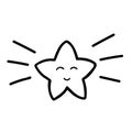 Funny Shining Cute Star Emoticon icon. Hand drawn doodle style