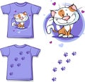 Funny shirt with cat - vector