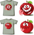 Funny Shirt with cute apple cartoon character - vector illustration