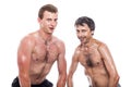 Funny shirtless men posing Royalty Free Stock Photo