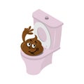 Funny shit and toilet. Funny Turd of closet. Pink toilet WS Royalty Free Stock Photo