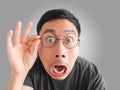 Funny shocked and surprised face of man. Royalty Free Stock Photo