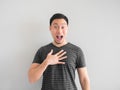 Funny shocked and surprised face on man. Royalty Free Stock Photo