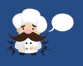 Funny Short Chef - Feeling Pain in Stomach with Speech Bubble