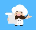 Funny Short Chef - Holding a Paper and Announcing