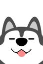 Funny siberian husky dog face flat design