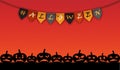 Background with funny silhouettes of pumpkins for the feast of all saints Halloween