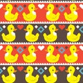 Funny simple ducks pattern . Royalty Free Stock Photo