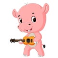A funny singing hippo playing the guitar