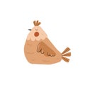 Funny sitting chicken. Cute poultry farm character. Cartoon vector illustration.