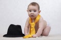 Funny six month old baby in elegant clothes Royalty Free Stock Photo