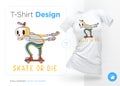 Funny skeleton skater. Print on T-shirts, sweatshirts and souvenirs