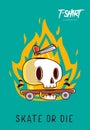 Funny skeleton skater. Print on T-shirts, sweatshirts and souvenirs