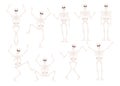 Funny cartoon skeletons character danceand and gymnastics