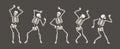 Funny skeletons dancing. Day of Dead, Halloween concept vector illustration Royalty Free Stock Photo