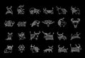 Funny sketch bull collection. Lunar horoscope sign. Happy new year 2021. Bull, ox, cow. Template for your design -