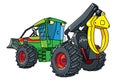 Funny skidder car with eyes. Forestry machinery