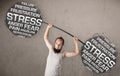 Skinny guy defeating stress Royalty Free Stock Photo