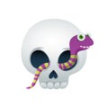 Funny skull with cute worm vector illustration.