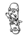 funny skull face skateboard